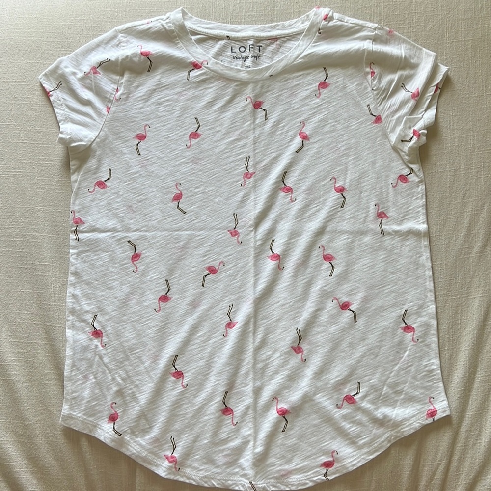 LOFT Vintage Soft Crew Flamingo Tee